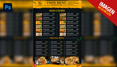 Platilla de menú de comida vegetariana