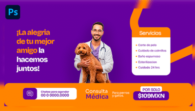 Portada para redes sociales de veterinario
